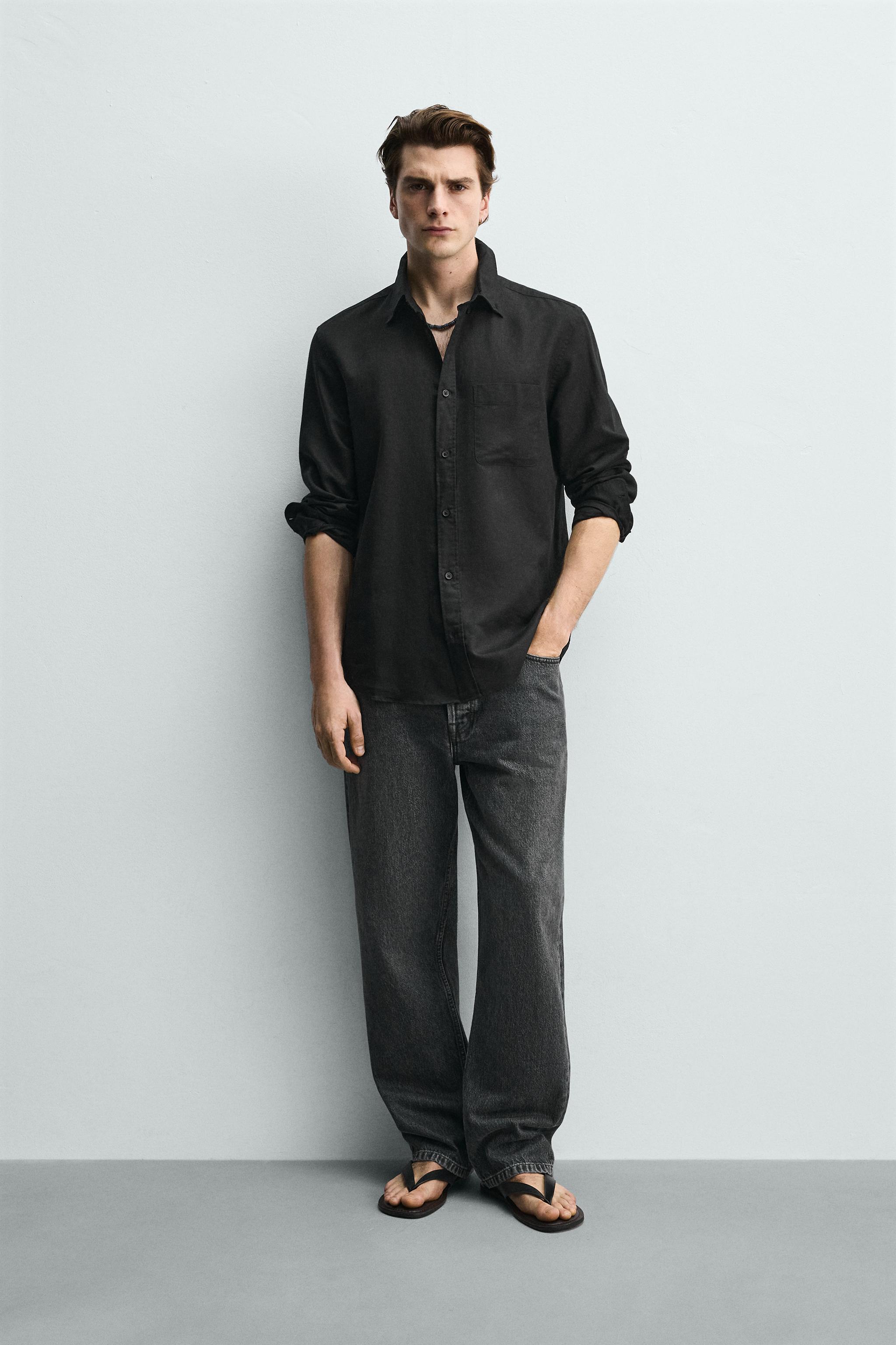 REGULAR FIT LINEN - COTTON SHIRT